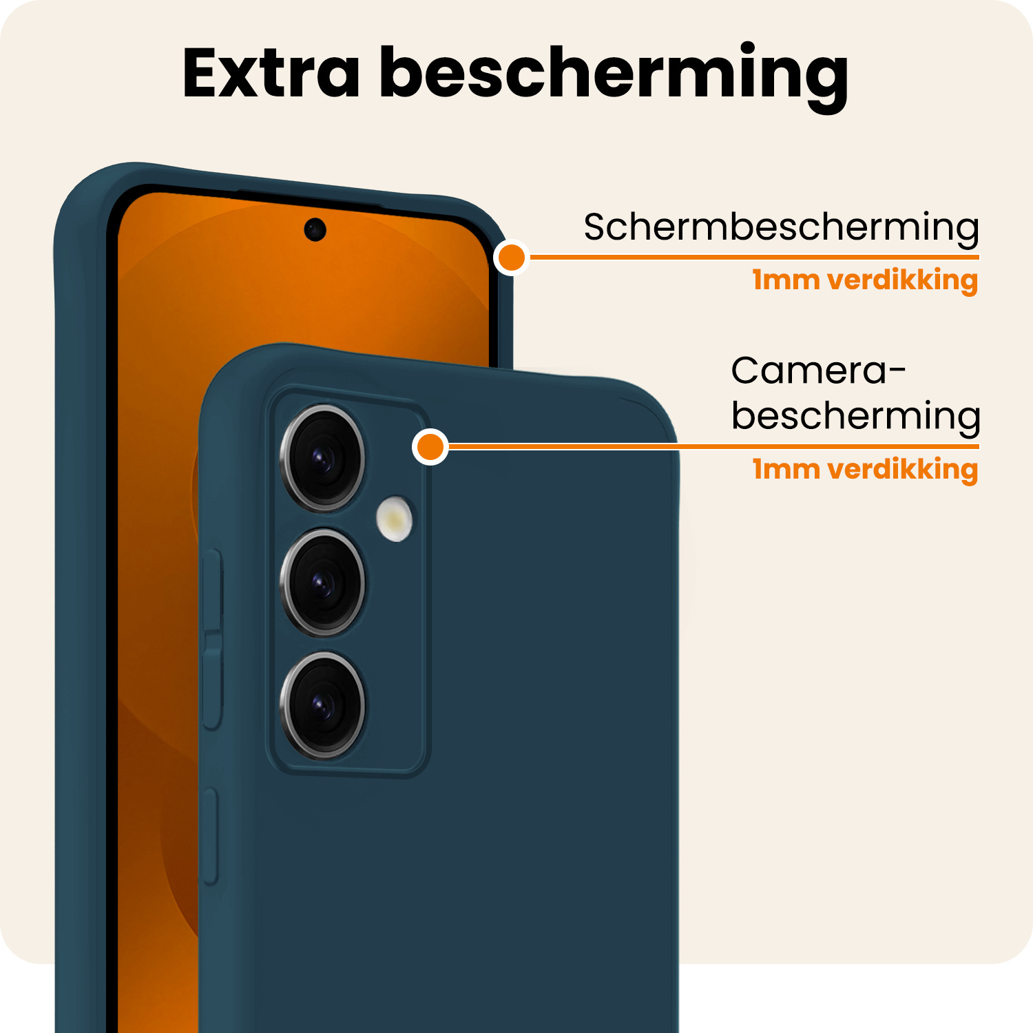 Nomfy Nomfy Samsung Galaxy S25 FE Hoesje Siliconen Met 2x Screenprotector - Donkerblauw