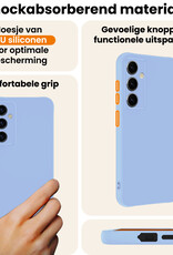 Nomfy Nomfy Samsung Galaxy S25 FE Hoesje Siliconen Met 2x Screenprotector - Lichtblauw