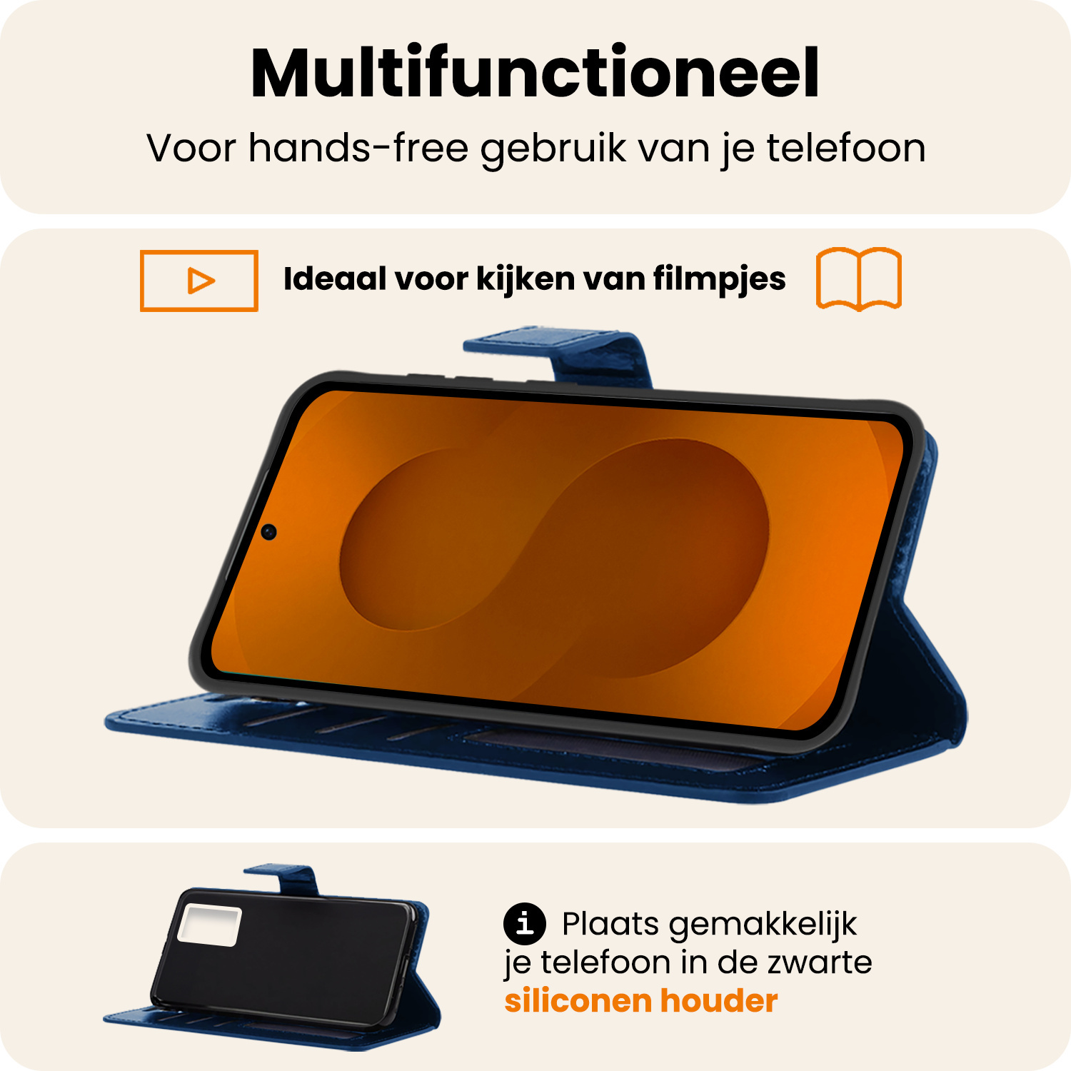 Nomfy Nomfy Samsung Galaxy S25 FE Hoesje Bookcase Met Screenprotector - Donkerblauw