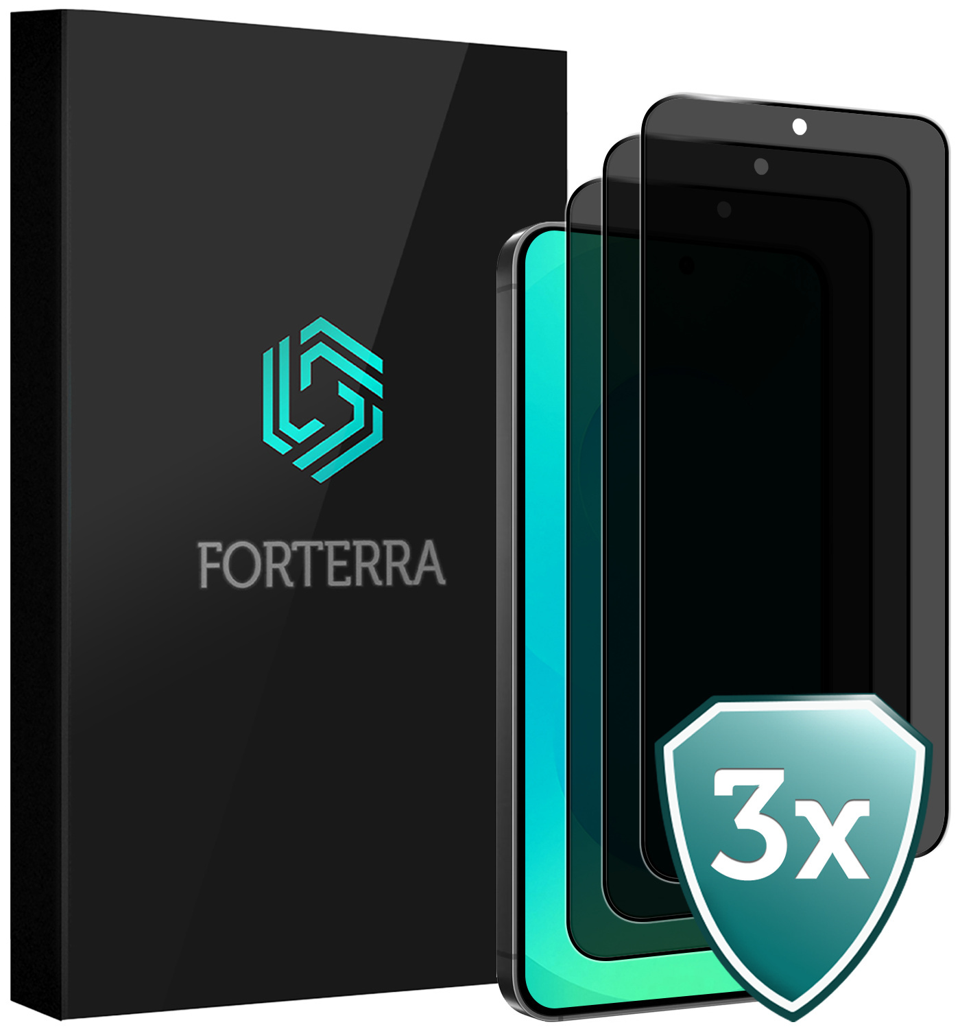 Forterra Forterra Samsung Galaxy S25 FE Screenprotector Glas Privacy - 3 PACK