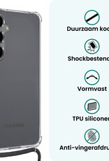 Forterra Forterra Samsung Galaxy S25 FE Hoesje Transparant Shockproof Met Zwart Koord