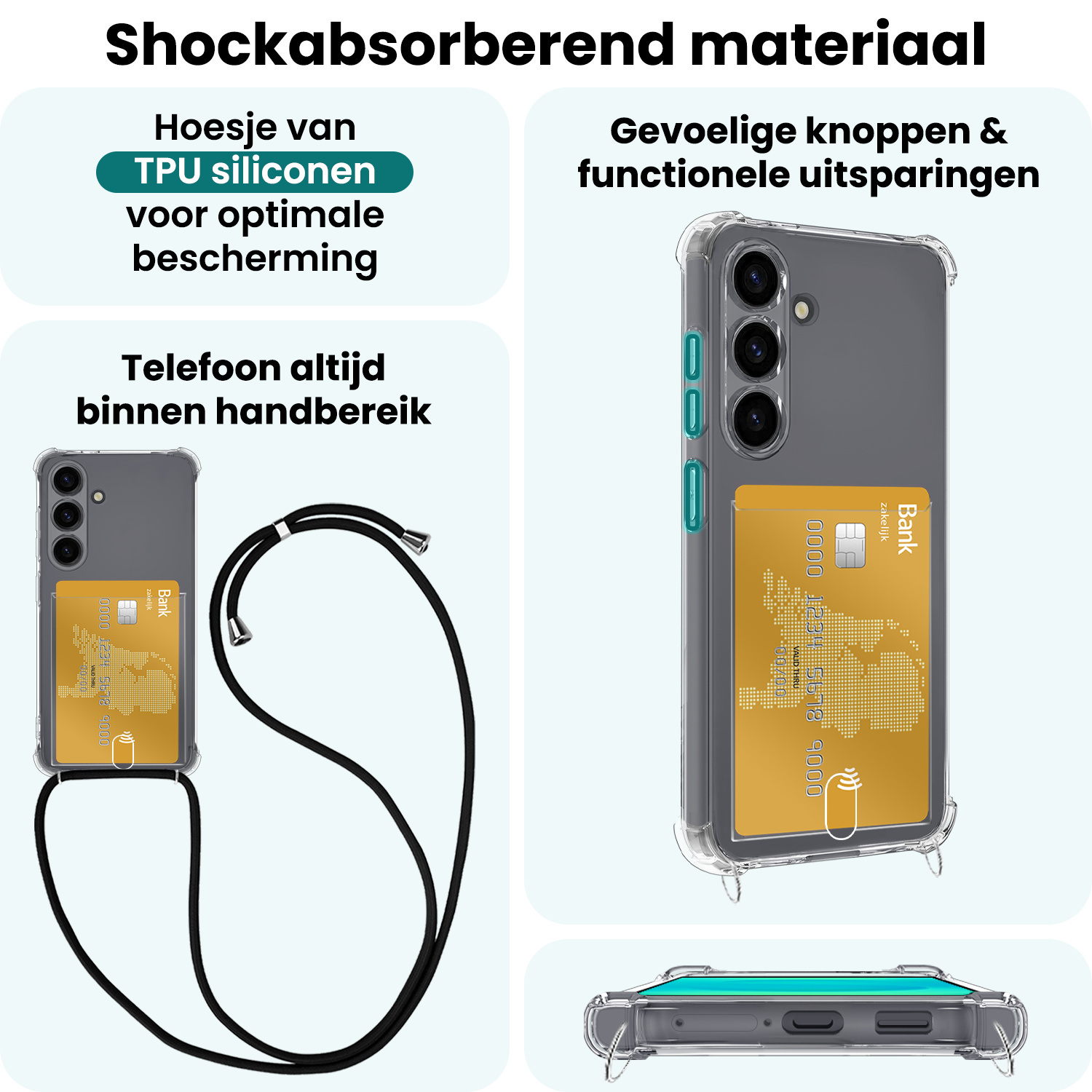 Forterra Forterra Samsung Galaxy S25 FE Hoesje Pashouder met Koord - 2 PACK