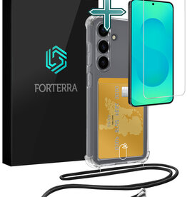 Forterra Forterra Samsung Galaxy S25 FE Hoesje Pashouder met Koord Met Screenprotector