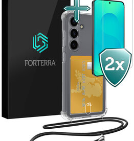 Forterra Forterra Samsung Galaxy S25 FE Hoesje Pashouder met Koord Met 2x Screenprotector