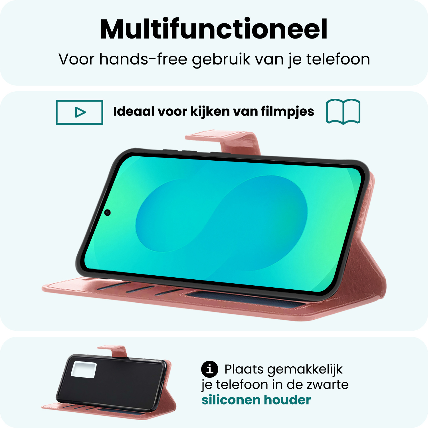 Forterra Forterra Samsung Galaxy S25 FE Hoesje Bookcase Met Screenprotector - Rose Goud