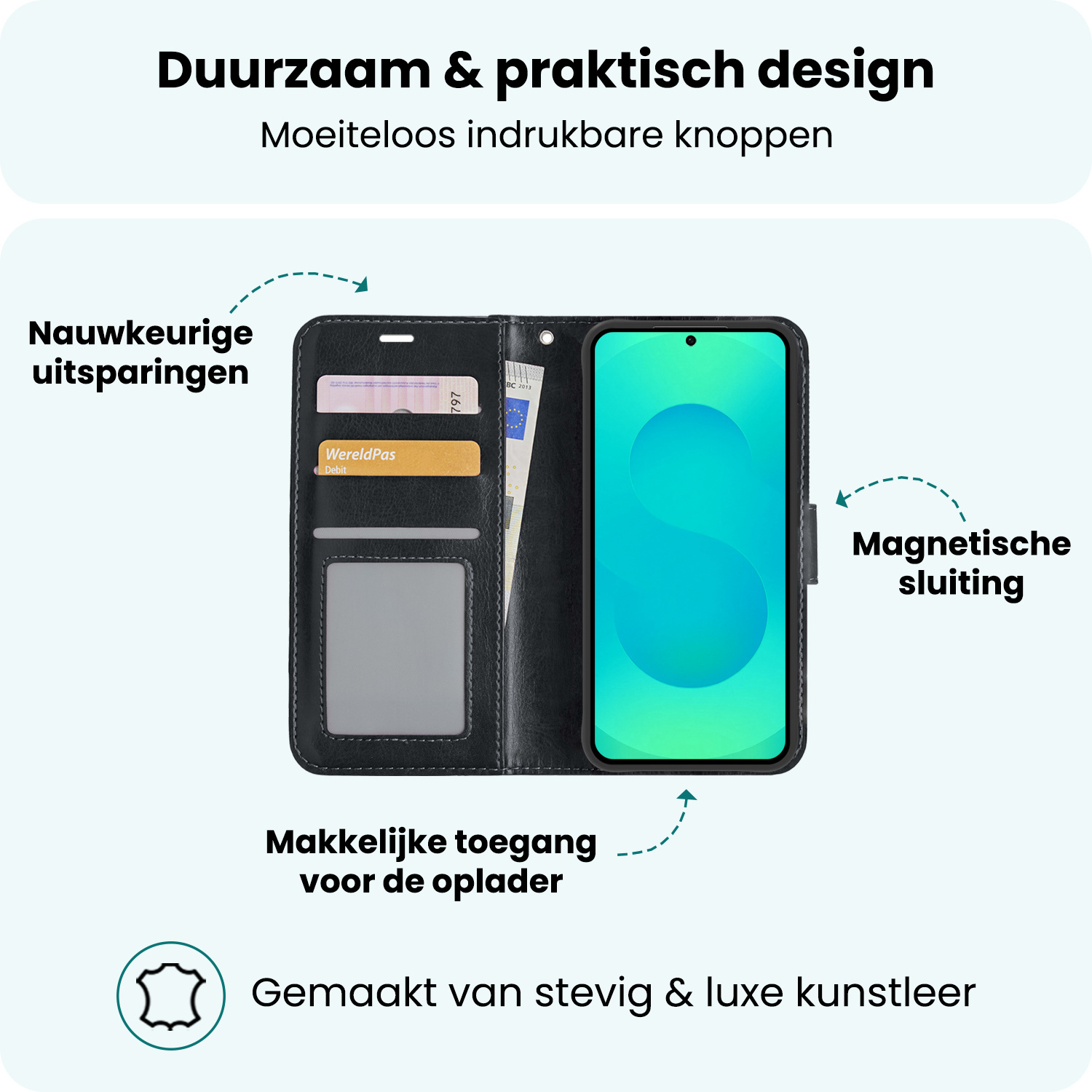 Forterra Forterra Samsung Galaxy S25 FE Hoesje Bookcase Met 2x Screenprotector - Zwart