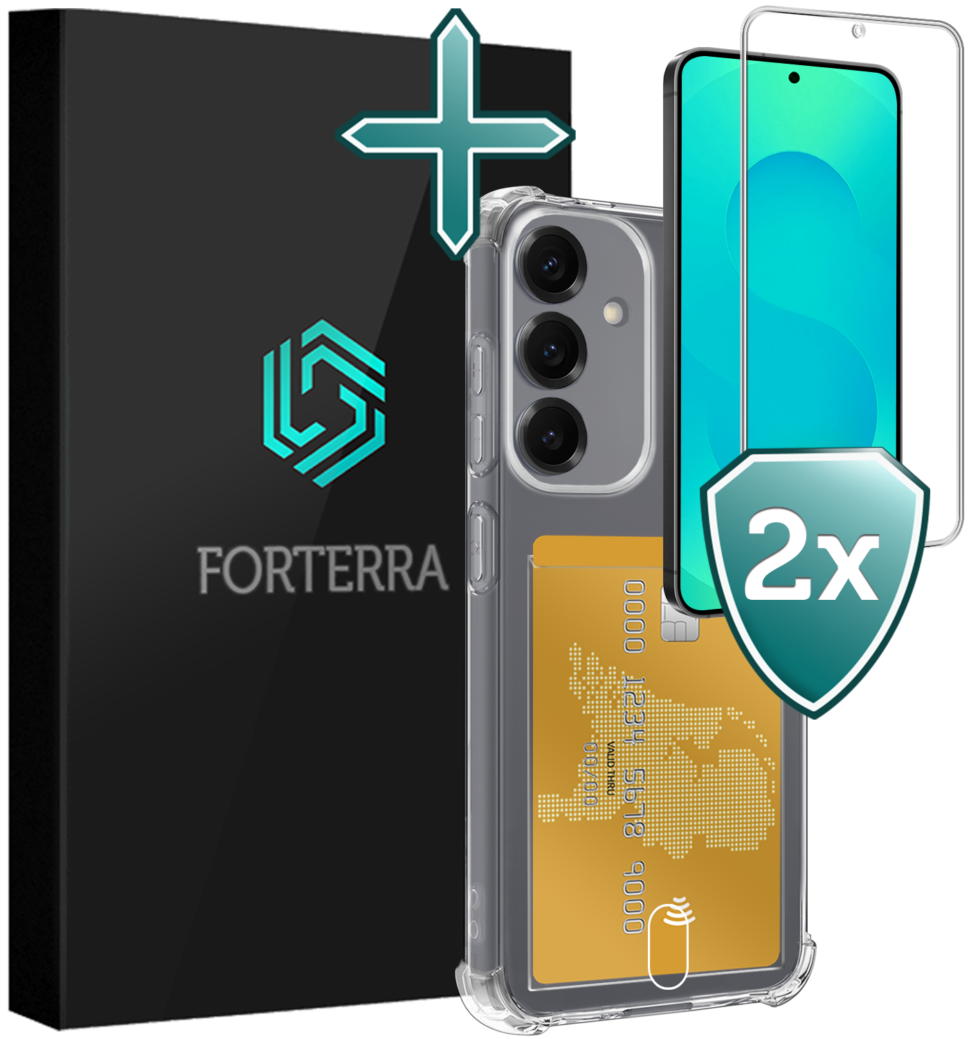 Forterra Forterra Samsung Galaxy S25 FE Hoesje Pashouder Met 2x Screenprotector