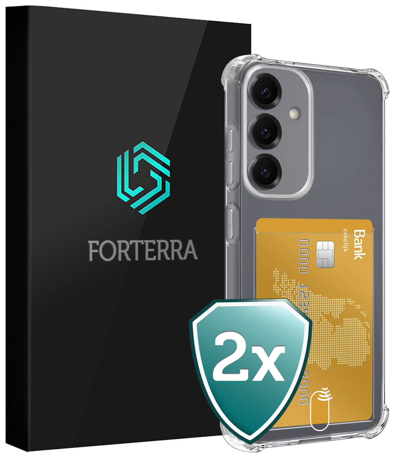 Forterra Forterra Samsung Galaxy S25 FE Hoesje Pashouder - 2 PACK