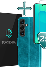 Forterra Forterra Samsung Galaxy S25 FE Hoesje Bookcase Met 2x Screenprotector - Turquoise