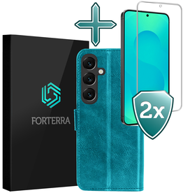 Forterra Forterra Samsung Galaxy S25 FE Hoesje Bookcase Met 2x Screenprotector - Turquoise