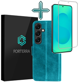 Forterra Forterra Samsung Galaxy S25 FE Hoesje Bookcase Met Screenprotector - Turquoise