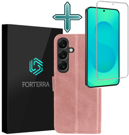 Forterra Forterra Samsung Galaxy S25 FE Hoesje Bookcase Met Screenprotector - Rose Goud