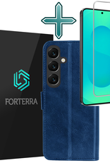 Forterra Forterra Samsung Galaxy S25 FE Hoesje Bookcase Met Screenprotector - Donkerblauw