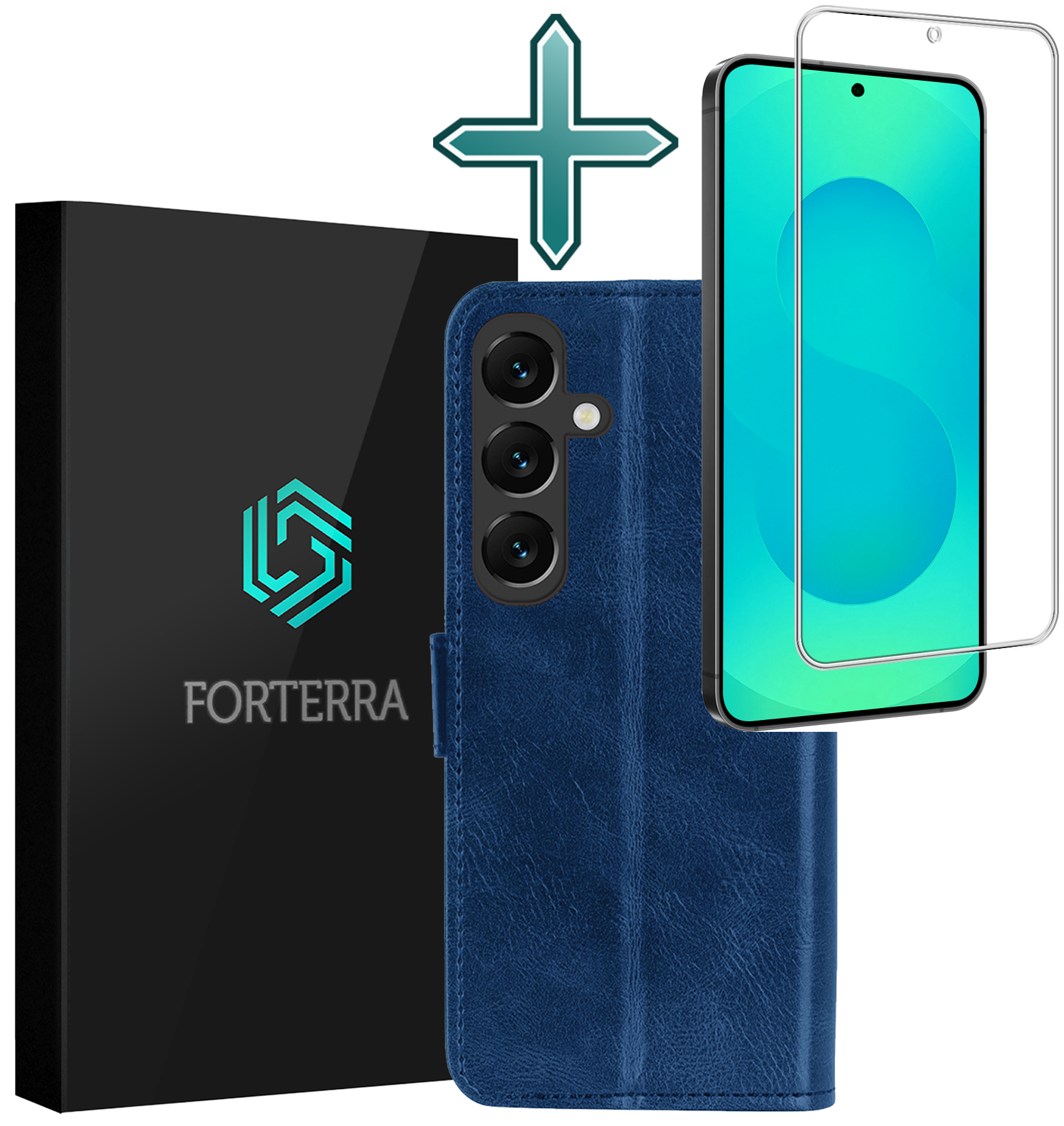Forterra Forterra Samsung Galaxy S25 FE Hoesje Bookcase Met Screenprotector - Donkerblauw