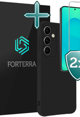 Forterra Forterra Samsung Galaxy S25 FE Hoesje Siliconen Met 2x Screenprotector - Zwart