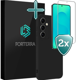 Forterra Forterra Samsung Galaxy S25 FE Hoesje Siliconen Met 2x Screenprotector - Zwart