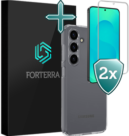 Forterra Forterra Samsung Galaxy S25 FE Hoesje Siliconen Met 2x Screenprotector - Transparant