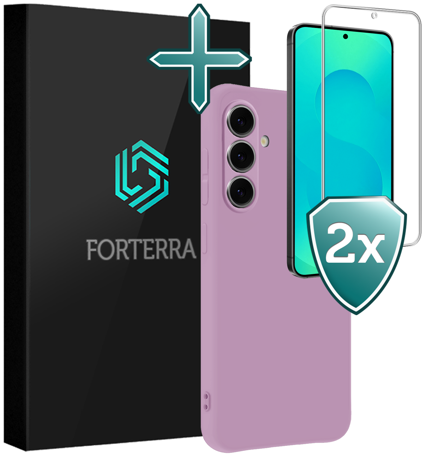 Forterra Forterra Samsung Galaxy S25 FE Hoesje Siliconen Met 2x Screenprotector - Lila