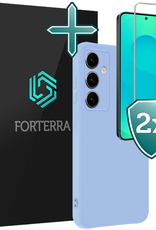 Forterra Forterra Samsung Galaxy S25 FE Hoesje Siliconen Met 2x Screenprotector - Lichtblauw
