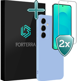 Forterra Forterra Samsung Galaxy S25 FE Hoesje Siliconen Met 2x Screenprotector - Lichtblauw