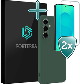 Forterra Forterra Samsung Galaxy S25 FE Hoesje Siliconen Met 2x Screenprotector - Donkergroen