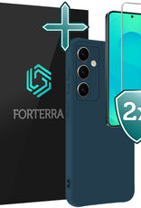 Forterra Forterra Samsung Galaxy S25 FE Hoesje Siliconen Met 2x Screenprotector - Donkerblauw