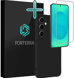 Forterra Forterra Samsung Galaxy S25 FE Hoesje Siliconen Met Screenprotector - Zwart