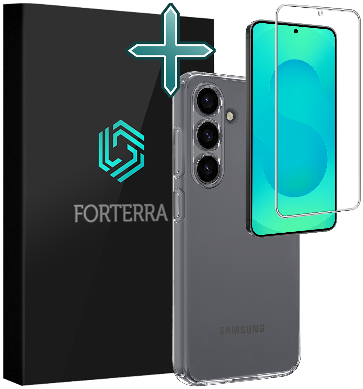 Forterra Forterra Samsung Galaxy S25 FE Hoesje Siliconen Met Screenprotector - Transparant