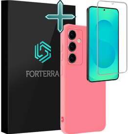 Forterra Forterra Samsung Galaxy S25 FE Hoesje Siliconen Met Screenprotector - Lichtroze