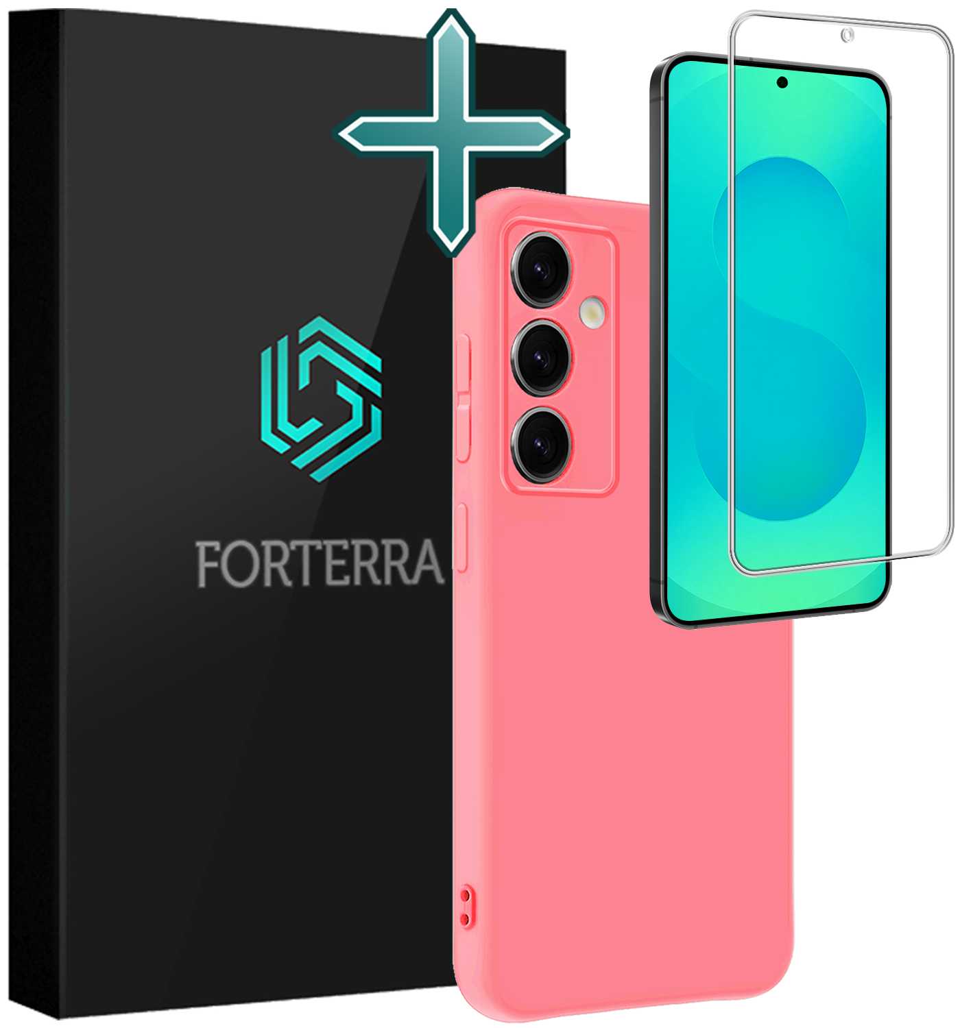 Forterra Forterra Samsung Galaxy S25 FE Hoesje Siliconen Met Screenprotector - Lichtroze