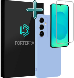 Forterra Forterra Samsung Galaxy S25 FE Hoesje Siliconen Met Screenprotector - Lichtblauw