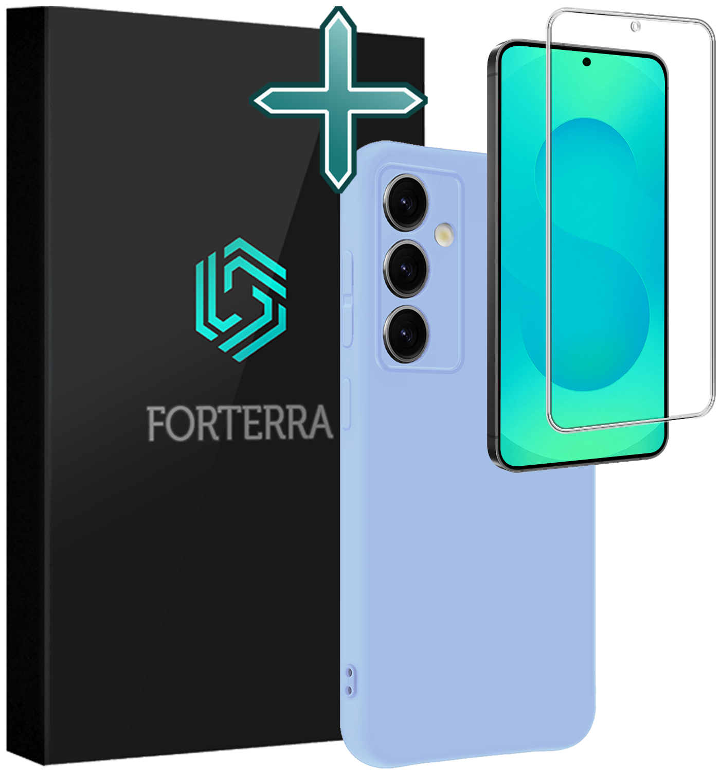 Forterra Forterra Samsung Galaxy S25 FE Hoesje Siliconen Met Screenprotector - Lichtblauw