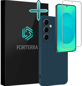 Forterra Forterra Samsung Galaxy S25 FE Hoesje Siliconen Met Screenprotector - Donkerblauw