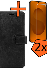 Nomfy Nomfy Samsung Galaxy S25 FE Hoesje Bookcase Met 2x Screenprotector - Zwart