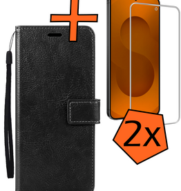 Nomfy Nomfy Samsung Galaxy S25 FE Hoesje Bookcase Met 2x Screenprotector - Zwart