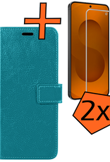 Nomfy Nomfy Samsung Galaxy S25 FE Hoesje Bookcase Met 2x Screenprotector - Turquoise