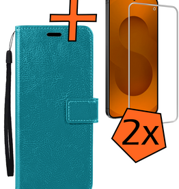Nomfy Nomfy Samsung Galaxy S25 FE Hoesje Bookcase Met 2x Screenprotector - Turquoise