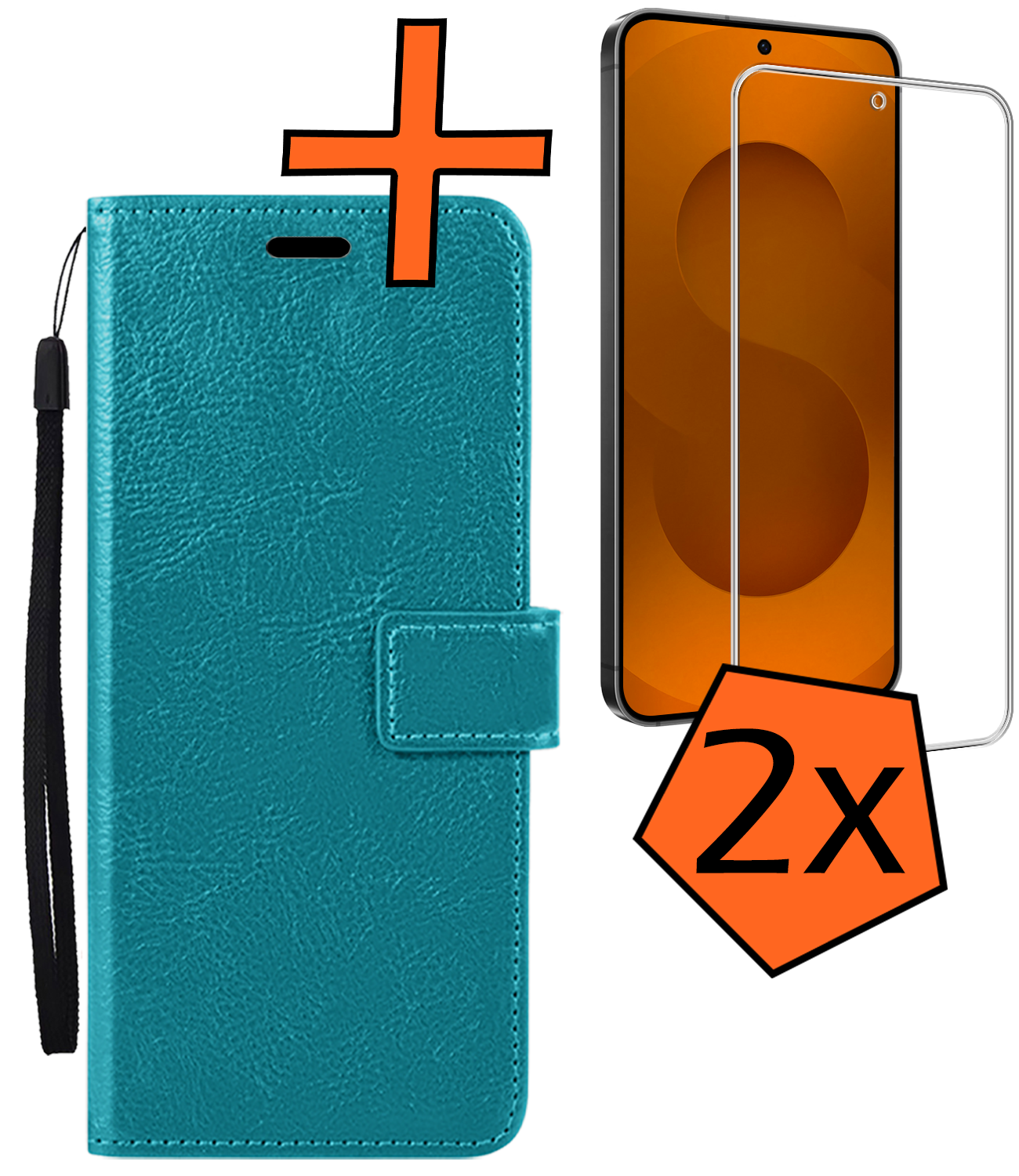 Nomfy Nomfy Samsung Galaxy S25 FE Hoesje Bookcase Met 2x Screenprotector - Turquoise