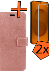 Nomfy Nomfy Samsung Galaxy S25 FE Hoesje Bookcase Met 2x Screenprotector - Rose Goud