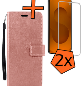 Nomfy Nomfy Samsung Galaxy S25 FE Hoesje Bookcase Met 2x Screenprotector - Rose Goud