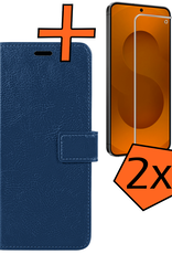 Nomfy Nomfy Samsung Galaxy S25 FE Hoesje Bookcase Met 2x Screenprotector - Donkerblauw