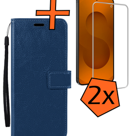 Nomfy Nomfy Samsung Galaxy S25 FE Hoesje Bookcase Met 2x Screenprotector - Donkerblauw