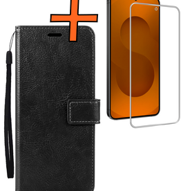 Nomfy Nomfy Samsung Galaxy S25 FE Hoesje Bookcase Met Screenprotector - Zwart