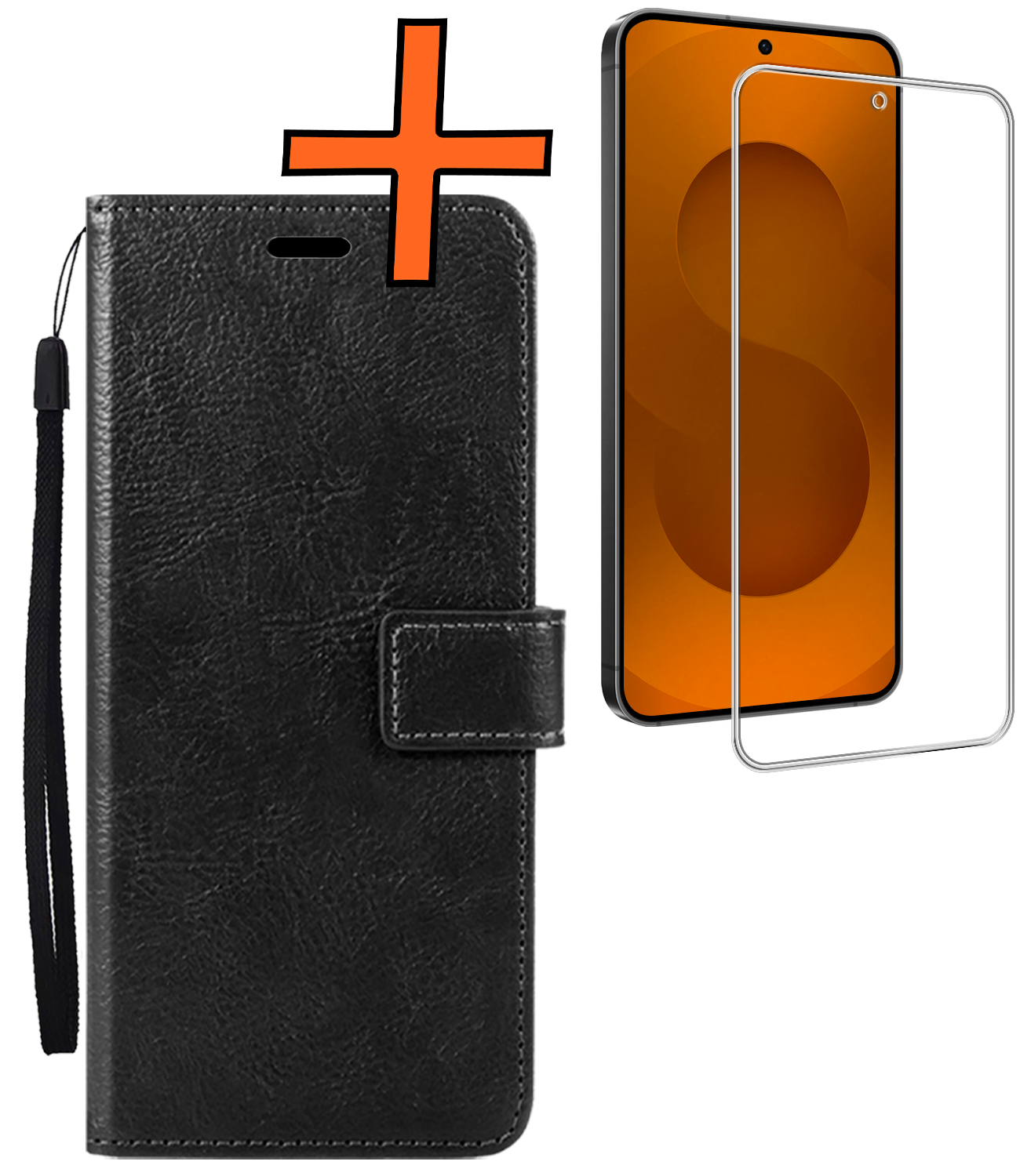 Nomfy Nomfy Samsung Galaxy S25 FE Hoesje Bookcase Met Screenprotector - Zwart