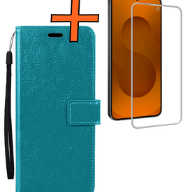 Nomfy Nomfy Samsung Galaxy S25 FE Hoesje Bookcase Met Screenprotector - Turquoise