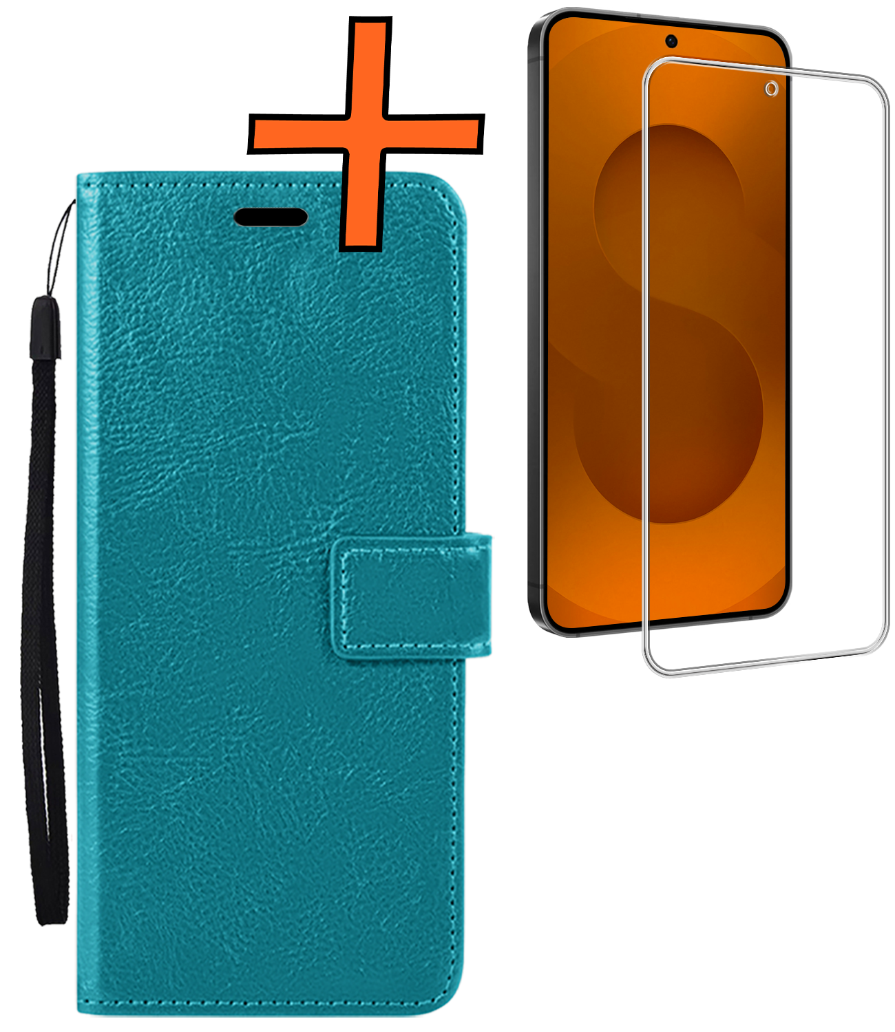 Nomfy Nomfy Samsung Galaxy S25 FE Hoesje Bookcase Met Screenprotector - Turquoise