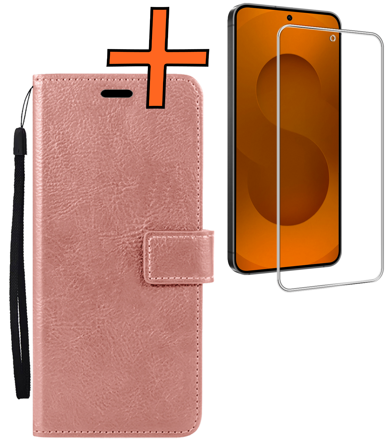 Nomfy Nomfy Samsung Galaxy S25 FE Hoesje Bookcase Met Screenprotector - Rose Goud