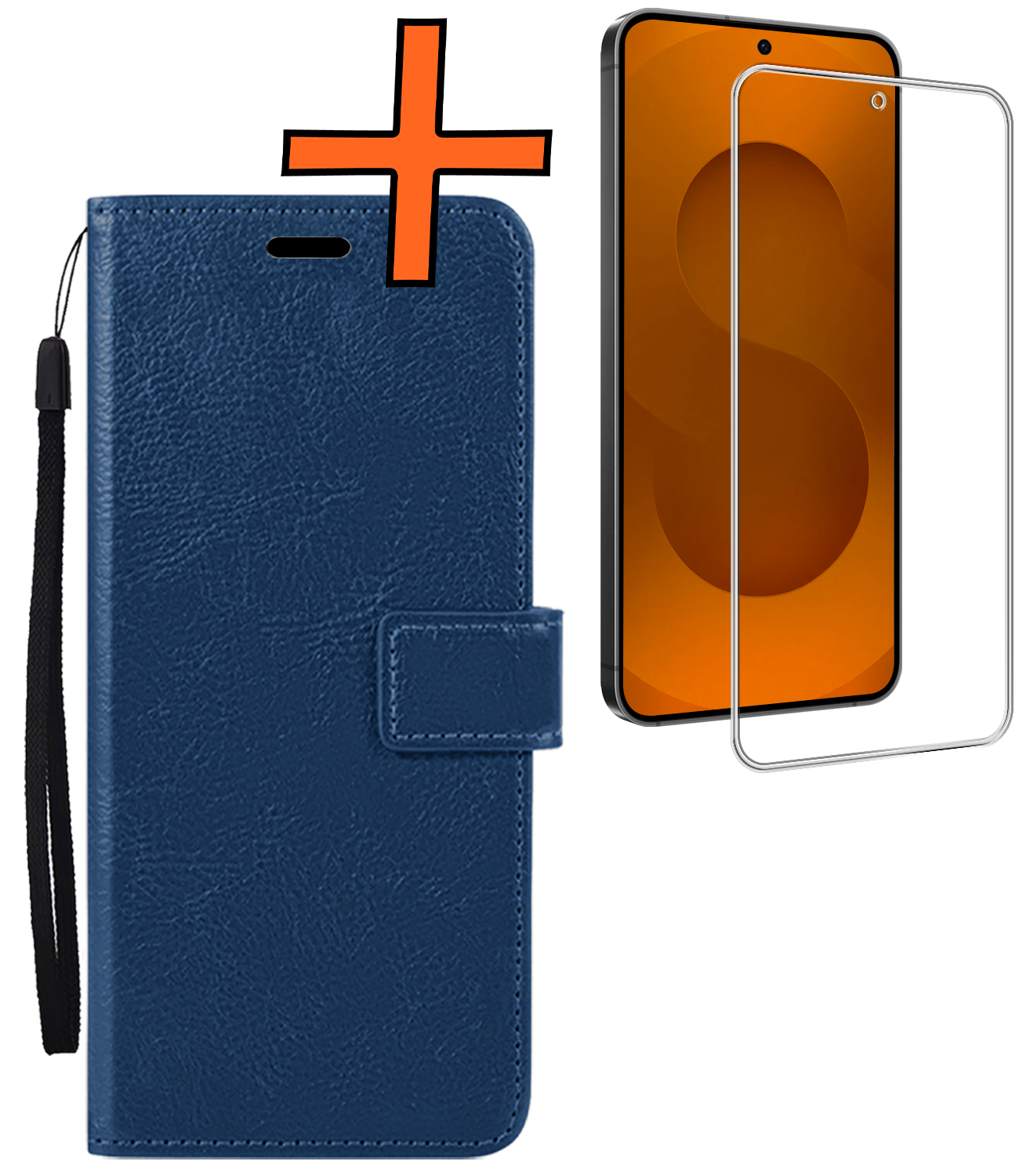 Nomfy Nomfy Samsung Galaxy S25 FE Hoesje Bookcase Met Screenprotector - Donkerblauw