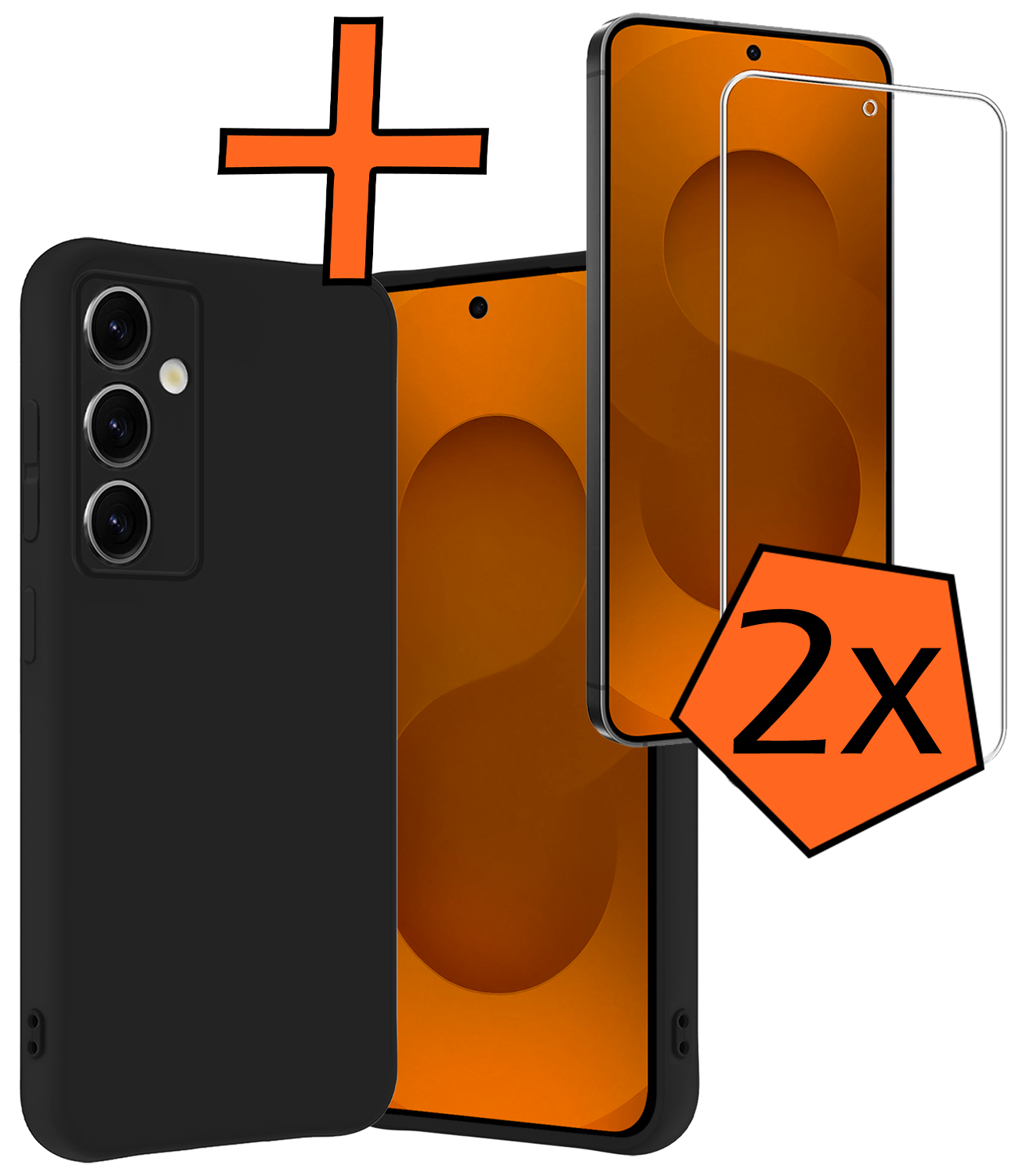 Nomfy Nomfy Samsung Galaxy S25 FE Hoesje Siliconen Met 2x Screenprotector - Zwart