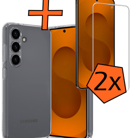 Nomfy Nomfy Samsung Galaxy S25 FE Hoesje Siliconen Met 2x Screenprotector - Transparant